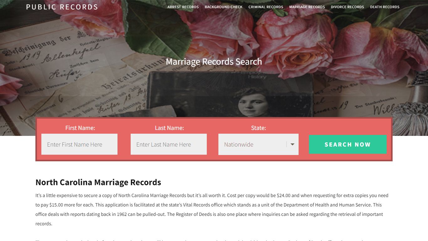 North Carolina Marriage Records | Enter Name and Search. 14Days Free